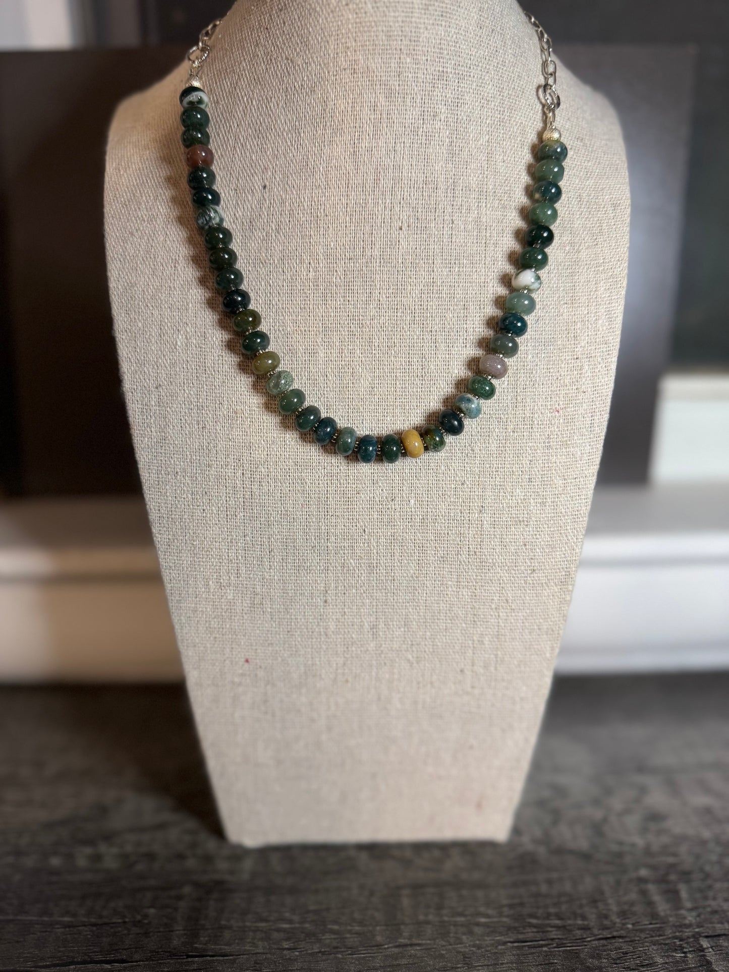 Moss Agate Beaded Necklace